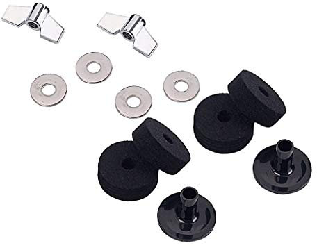 Alnicov Drum Platillos Accesorios Set Platillos de fieltro Arandelas Platillos Mangas de ala Nueces Hi-hat embrague Fieltros Hi-Hat Copa Fieltro Tambor, Negro