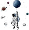WandSticker4U®- Wandtattoo ASTRONAUT FLIEGT XXL (84x125 cm) I Wandsticker Kinderzimmer Planeten Weltall Mond Aufkleber groß I Wandaufkleber Kinderzimmer Deko Junge Möbel Aufkleber Teenager COOL