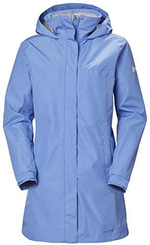 Helly-Hansen Damen-Regenjacke, wasserdicht, atmungsaktiv, mit Kapuze, Langer Mantel, Skagen-Blau, Größe XS, 619 Skagen Blue, XS