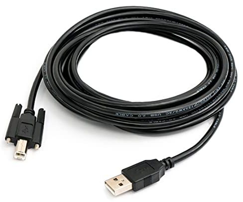 System-S USB 2.0 Kabel 5 m Typ A Stecker zu B Stecker Adapter Schraube in Schwarz