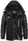 KEFITEVD Winterjacke Herren Warm Gefüttert Skijacke Winter Outdoorjacke Winddicht Allwetterjacke Thermojacke mit Kapuze Schwarz-Grau XL