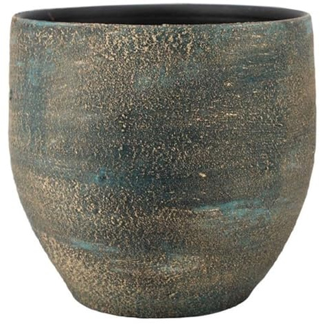 innaGLAS Pot de Fleurs, dégradé, Bleu-Or, 20 cm, Ø 20 cm | en céramique - Cache-Pot en céramique