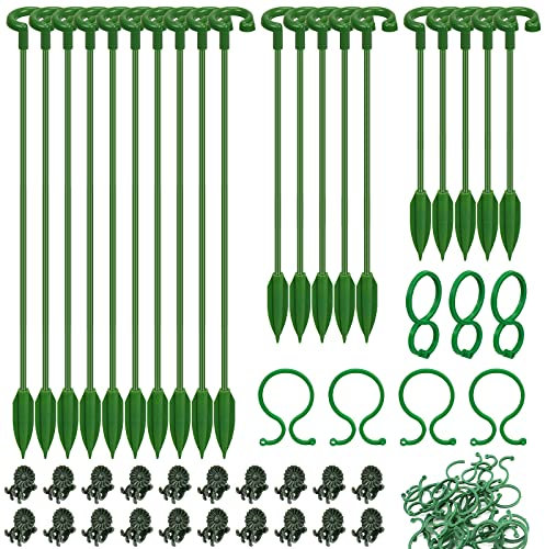 Hysagtek 60pcs Orchid Support Orchid Stakes Clips Plant Stem Holders 20 Pack Flower Plant Stakes(3 Sizes) 20 Plant Support Clips 20 Orchid Clips House Plant Stem Supports for Pots Outdoor Garden