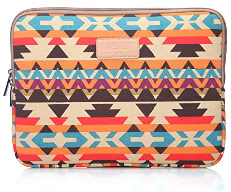 fdsmall 14 Inch Laptop Bag Waterproof Neoprene Laptop Sleeve Case Notebook Case Bag for Acer/Asus/Dell/Lenovo/HP/Samsung (Geometric Orange)