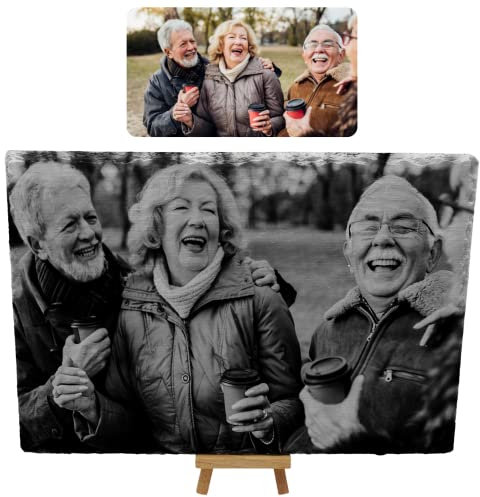 Placa de pizarra personalizada con foto – Pizarra personalizada – grabado láser con texto personalizado – Texto propio y foto – grabado láser