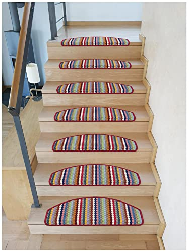 Kettelservice-Metzker Stufenmatten Treppenmatten Multistripe Bunt Halbrund in versch. SparSets 18 Stück