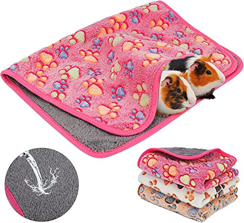 HYLYUN wasserdichte Meerschweinchen Decken, 3 Stück Waschbar Kleintier Fleece Warm Flanell Throw für Hamster Meerschweinchen Kaninchen Chinchilla Igel Frettchen-60 * 40cm