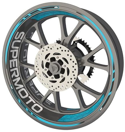 KTM SuperMoto EXC Premium Qualität Felgenrandaufkleber Set (Aufkleber für die 2 Felgen) (Azur)