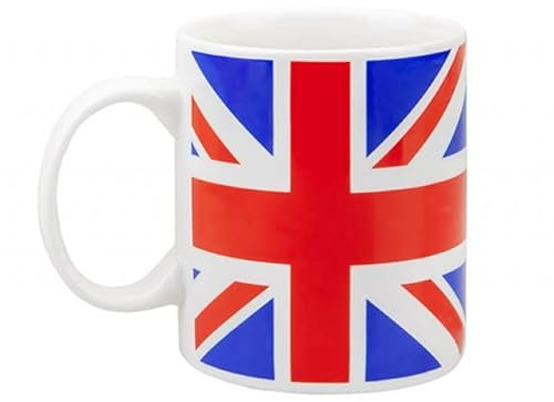 PMS Luxury Union Jack 310 ml Mug Tea Coffee Coronation Gift, British Flag Novelty Cup,Great Britain United Kingdom UK England, British Flag Red White Blue, idea gift for Men & Women