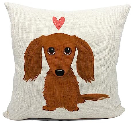 Mancheng-zi Dackel-Geschenke, Dackel-Überwurf-Kissenbezüge, 45,7 x 45,7 cm, Dackel-Geschenke, Dackel-Geschenke für Frauen, langhaariger Dackel-Geschenke, Dackel-Kissen