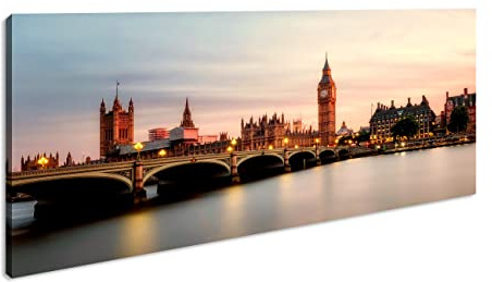 Leinwandbild Skyline von London – Erhabene Großstadt Panorama Format: 60x30 cm XXL Kunstdruck Bild auf Keilrahmen/Wandbild/Wohnzimmer Deko