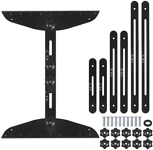sourcing map Stair Tread Template Tool 9-54 Adjustable Length Stair Measuring Tool Jig for Stair Treads Suitable for Stairs, Risers and Partition,Black