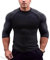 Herren Muskeln Raglan schneiden T-Shirts mit 3/4 Hülse Fitness Trainiert T-Shirt Schwarz-Dunkelgrau XL
