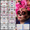 12 Blatt Karneval Gesichtstattoo,Halloween Tag der Toten Tattoos Totenkopf Skelett, Kinder Erwachsene Schminke Gesicht Tattoo, Fasching Herren Damen Dia De Los Muertos Mexikaner Kostüm Aufkleber
