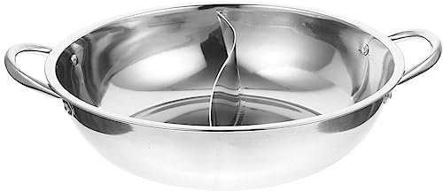 PACKOVE Olla Pato Mandarín De Acero Inoxidable Dividido Olla De Doble Sabor Sopa De Utensilios De Cocina Práctica Olla Caliente Olla Caliente Japonesa Yang Cacerola De Salsa Extra Gruesa