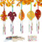 Huahuanghui Herbst Basteln Kinder 12 Stück, Ahornblatt Windspiel Bastelset mit Pinsel/Edelsteinaufkleber, Holz Deko Hänger Herbst, Herbst Holzanhänger zum Bemalen, Geschenke für Mädchen Junge