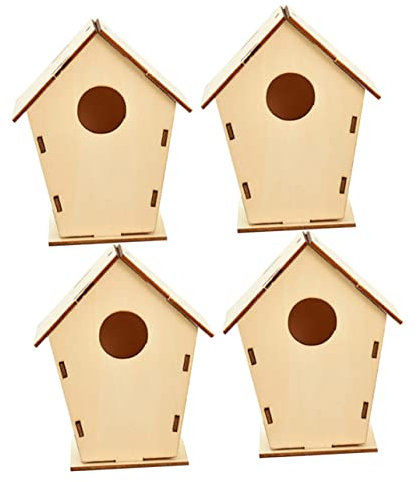 TOPPERFUN 4stücke Unfertige Holzhaus-ornamente Für Weihnachts Und Partydekoration Diy-schmuck Zum Bemalen Und Zusammenstecken