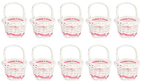 Angoily 10 Stück Puppenhaus-Körbe Mini-Gewebekorb Rattan-Mini-Picknickkörbe Mit Griffen Miniatur-Weidenkorb Zum Basteln Puppenhaus-Zubehör Landschaftsfotografie-Requisiten Heimdekoration