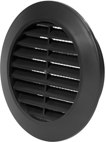 Vent Systems 70 mm / 2.75 Inch Black Plastic Round Door Vent – Louvred Air Vent Grille with Mesh Screen for Doors, Cabinet – Easy Push-Fit Ventilation Cover for Airflow Between Rooms – Indoor Use