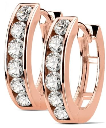 Bungsa Ohrringe Kristalle Damen 4mm I hochwertige Creolen mit Kristallen für Frauen Edelstahl I Silber, Rosegold, Gold