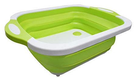 Colander,Colander Strainer,Colander Strainer Basket,Collapsible Chopping Block Foldable Cutting Board Kitchen Cutting Board Fruit Washing Basket with Draining Plug (Color : Argento) (Color : D)