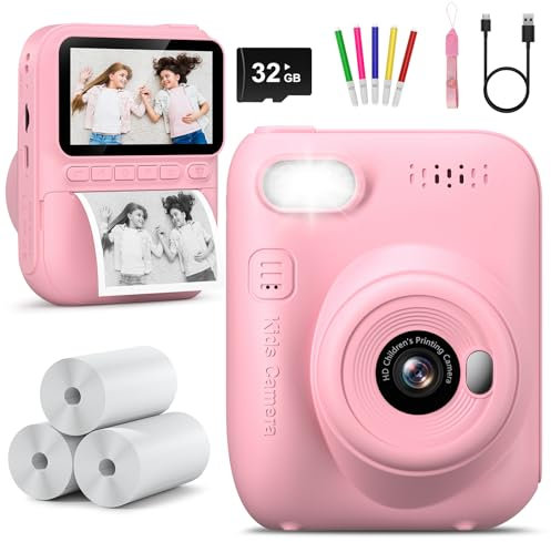 DIAMOOKY Appareil Photo Enfant Instantanée, 3,0 Pouces 1080P Appareil Photo numérique Enfant avec Papier Photo & Carte de 32 Go, Cadeau d'appareil Photo pour Enfants de 3 à 10 Ans