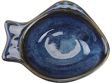 Zerodeko Servierplatte in Fischform Beilage Soßengerichte Gewürzschale Aus Porzellan Dip-saucenbecher Verkostungsgerichte Kuchenplatten Fischförmiger Teller Fischglas Keramik Gewürzgericht