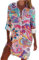 Women's Shirt Dresses Button Down Colorful Blouses Long Sleeve Floral Print Tops Loose Collar Sexy T-Shirts Long Sleeve Shirt Dress Casual Print Maxi Dresses Lapel Collar Split Long Blouse Dress