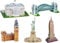 Quickdraw 5 Pack of 3D Landmark Puzzles Make Build Your Own Figure Ornaments UK & USA Famous Buildings & Statues Craft Kit