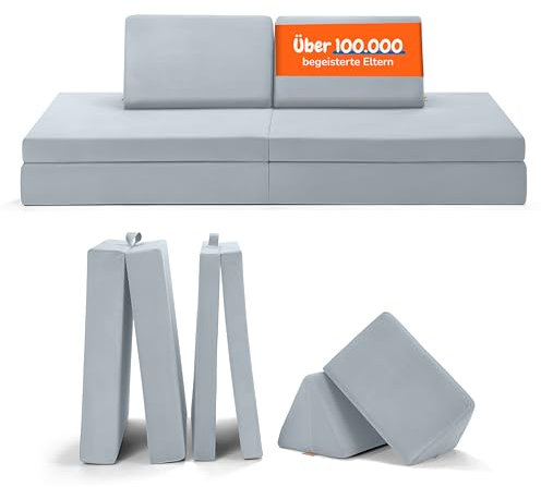 Funzy Spielsofa für Kinder - Das Original für kreatives Spielen, Modulare Spielcouch, Waschbarer Bezug, Robust und Langlebig, TÜV und Oeko-TEX 100 Zertifiziert mit 3 Jahren Garantie, Arktis Blau