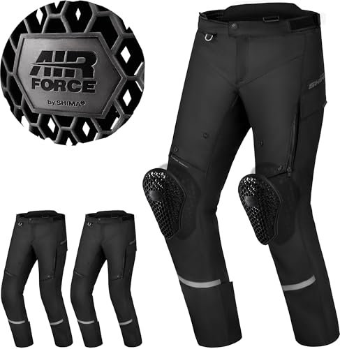 SHIMA Runner Pantaloni Moto Uomo con Protezioni Airforce Protettori per Ginocchia Motos Tuta Moto Abbigliamento Armatura Protezione Estivi Pantalone Protective (Uomini, Nero, XL)