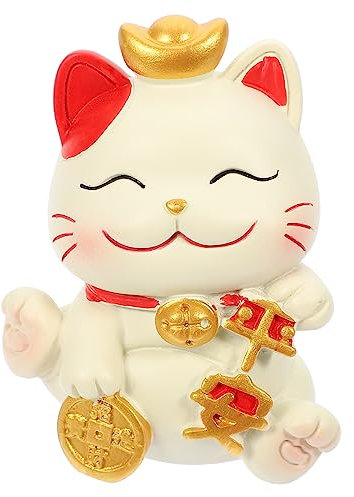 Cabilock 5 Stück Ornament Maneki Winkende Geldkatze Mini Katzenfiguren Cartoon Katzenstatue Katzenfiguren Miniatur Katzenfigur Katzenfigur Cupcake Topper Japanische Katze Aus Kunstharz