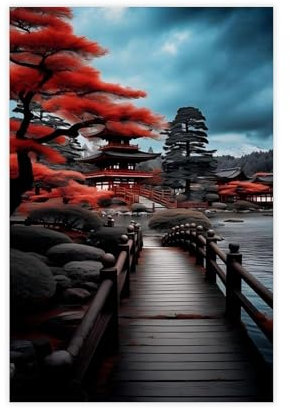 CSESTCGN Natures Zen Japan-Kunstposter auf Leinwand, Poster, Schlafzimmer, Dekoration, Landschaft, Büro, Raumdekoration, Geschenk, 60 x 90 cm