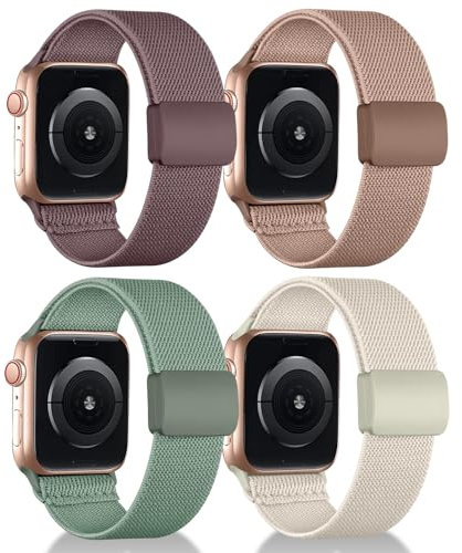 chinbersky Elastisches Armband Kompatibel mit Apple Watch Armband 38mm 40mm 41mm 42mm 44mm 45mm 46mm 49mm, mit Magnet Verschluss Stoff Nylon Armbänder für iWatch Ultra Series 10/9/8/7/6/5/4/3/2/1/SE