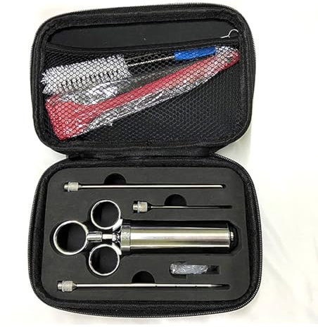 Stgbcst 304 Edelstahl-Gewürzspritze,Bratenspritze Set,BBQ Bratenspritze Pökelspritze Marinierspritze mit 3 Nadeln, 60 ml Gewürzspritze für Rind für Gewürzspritze Küchenhelfer (Satz 3)