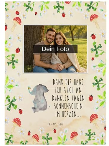 Mr. & Mrs. Panda Fotokarte Elefant Biene - Geschenk, Lustige Sprüche, Postkarte Foto, Liebesspruch, Jahrestag, Liebe, Hochzeitsgeschenk, mit, Grußkarte