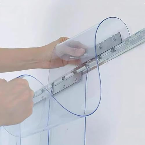Misorat PVC Streifenvorhang Lamellen,Höhe150-300cm x Breite75-300cm Streifenvorhang Industrie Bausatz komplett vormontiert transparent für Ställe Paddocks Hallen,Höhe150cm-Breite120cm