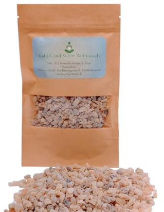 Natürlicher indischer Weihrauch, Weirauch, Harz, räuchern, Boswellia Serrata, 50g, 1. Grad, Räucherharz, reich an Boswelliasäure