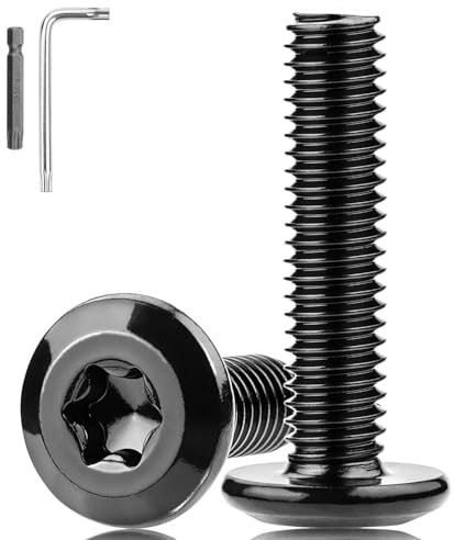 XRXYMQ 12 Stück Flachkopfschrauben M8x40 mm Linsenkopfschrauben M8 Schrauben Schwarz 304 Edelstahl Maschinenschrauben für Möbeleinbau Holz Montage mit Torx Schlüssel Bit Schraubendreher