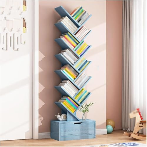 Modernes Bücherregal mit 12 Ebenen, Baum, stehend, für CD- und DVD-Aufbewahrung im Wohnzimmer, Büro, Schlafzimmer