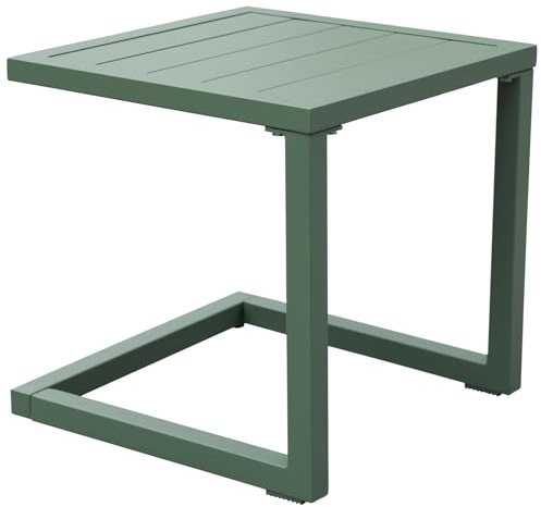Quadratischer Beistelltisch BARBADOS aus Aluminium in Salbeigrün
