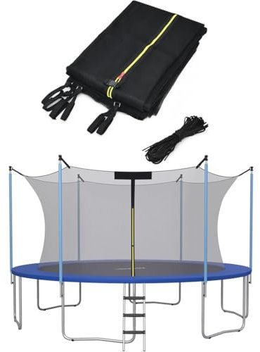 Trampolin Randabdeckung Und Netz, Ersatznetz Sicherheitsnetz, Randabdeckung UV-beständig & Wasserabweisend(12ft-8 Poles)