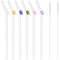 Bigqin Reusable Glass Straws, 6 Pack Curved Glass Drinking Straws with 2 Cleaning Brushes, 20cm Long, Glass Straws with Colorful Flowers for Cocktails, Soda, and Juices