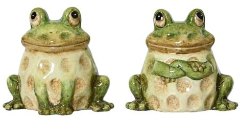 Dekofigur Frosch 7,5cm Keramik 1 Stück Sortiert - Dekofrosch zum Stellen - Keramikfigur Tierfigur Gartendeko Wohndeko - Gartenfigur Deko - Grün