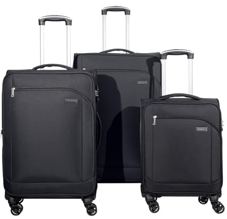 Crosstravel - 3 TLG., Weichschalen-Kofferset, Monterey, Schwarz
