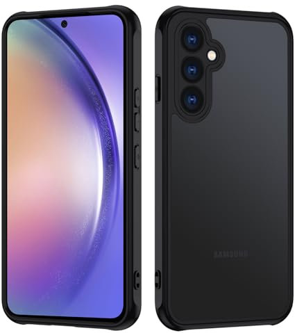 TUUTPU Matt Hülle für Samsung Galaxy A54 5G, Handyhülle mit Vollständiger Kameraschutz Militärstandard FallSchutz Stoßfest Kratzfest Mattierte Durchscheinende Rückseite Schutzhülle, Schwarz