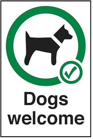 V Safety Dogs Welcome 150 x 200 mm - Face Adhesive Window Sticker Safety Sign