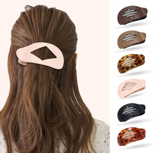 TTPSRY Lot de 6 Pince Cheveux Femmes Grande Pinces Griffes Clips Antidérapantes Epais Grosse Pince Plate Cheveux Colourful Barrette Pinces Hair Claw Clips Accessoires Cheveux pour Filles (Set B)