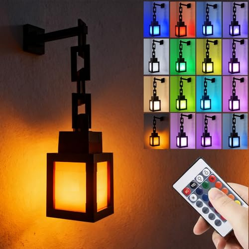 SGZIOO Pixelated Lantern Nachtlicht, 16 Farben Wall Fackel Nachtlicht, Craft Fackel Lampe mit Fernbedienung, Nachttischlampe Geschenk für Schlafzimmer Camping