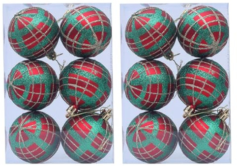 2 Boxen Plaids Ball Weihnachten Ornament 6 cm Kunststoff Festival Baumschmuck